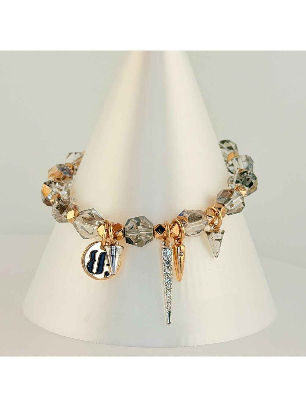Bomb Party Stretchy Beaded Bracelet from Glam Box Multiple Charms - Rose Gold